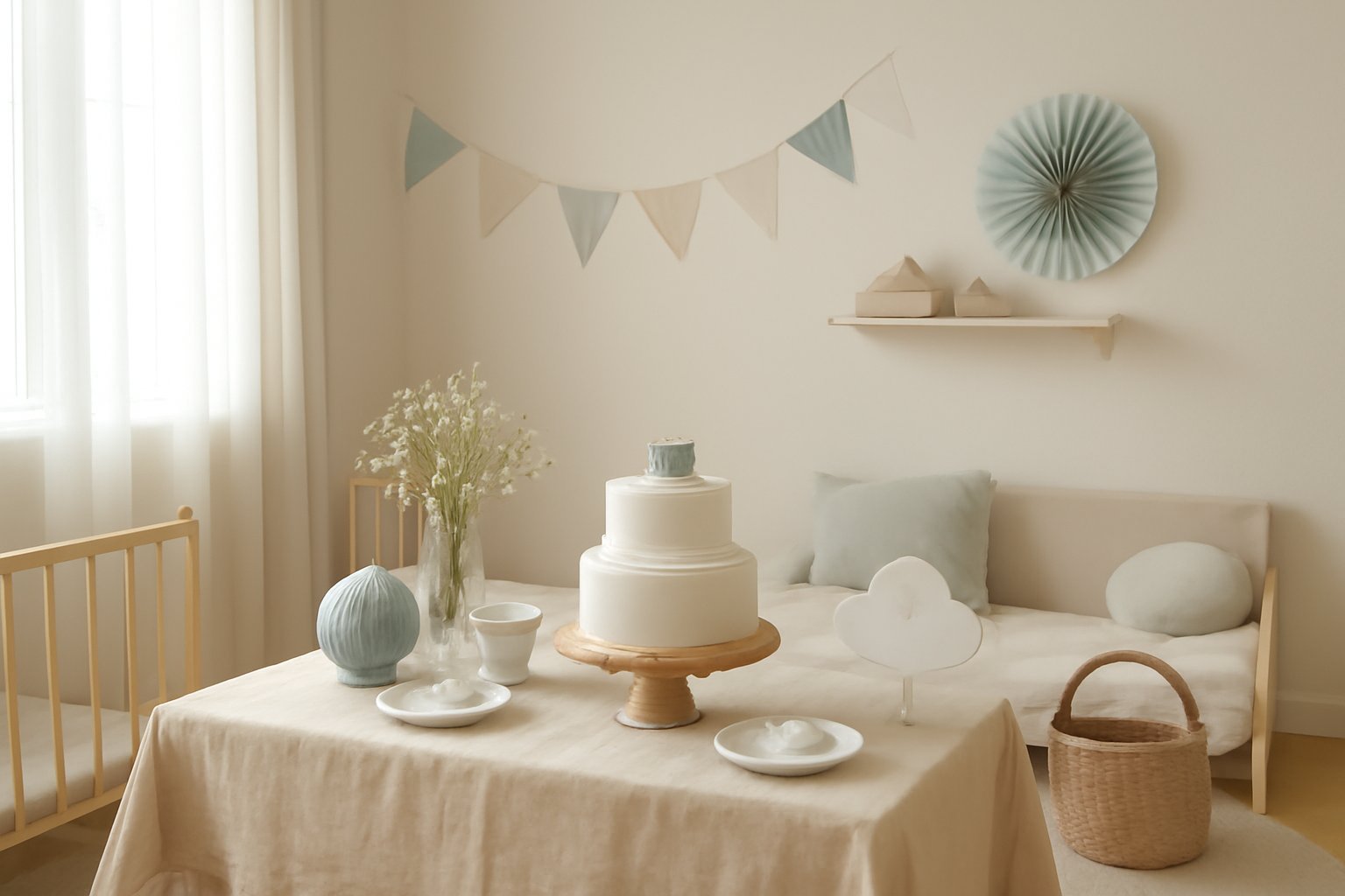 Tischdekoration für die Babyparty gestalten