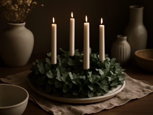 Adventskranz modern Eukalyptus mit Kindern