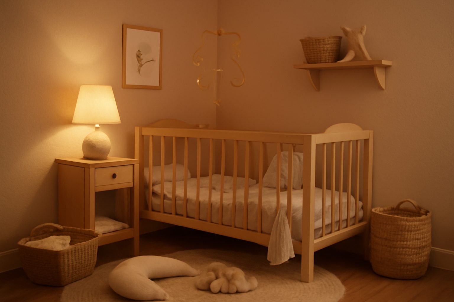 Holz Babybett mit Matratze